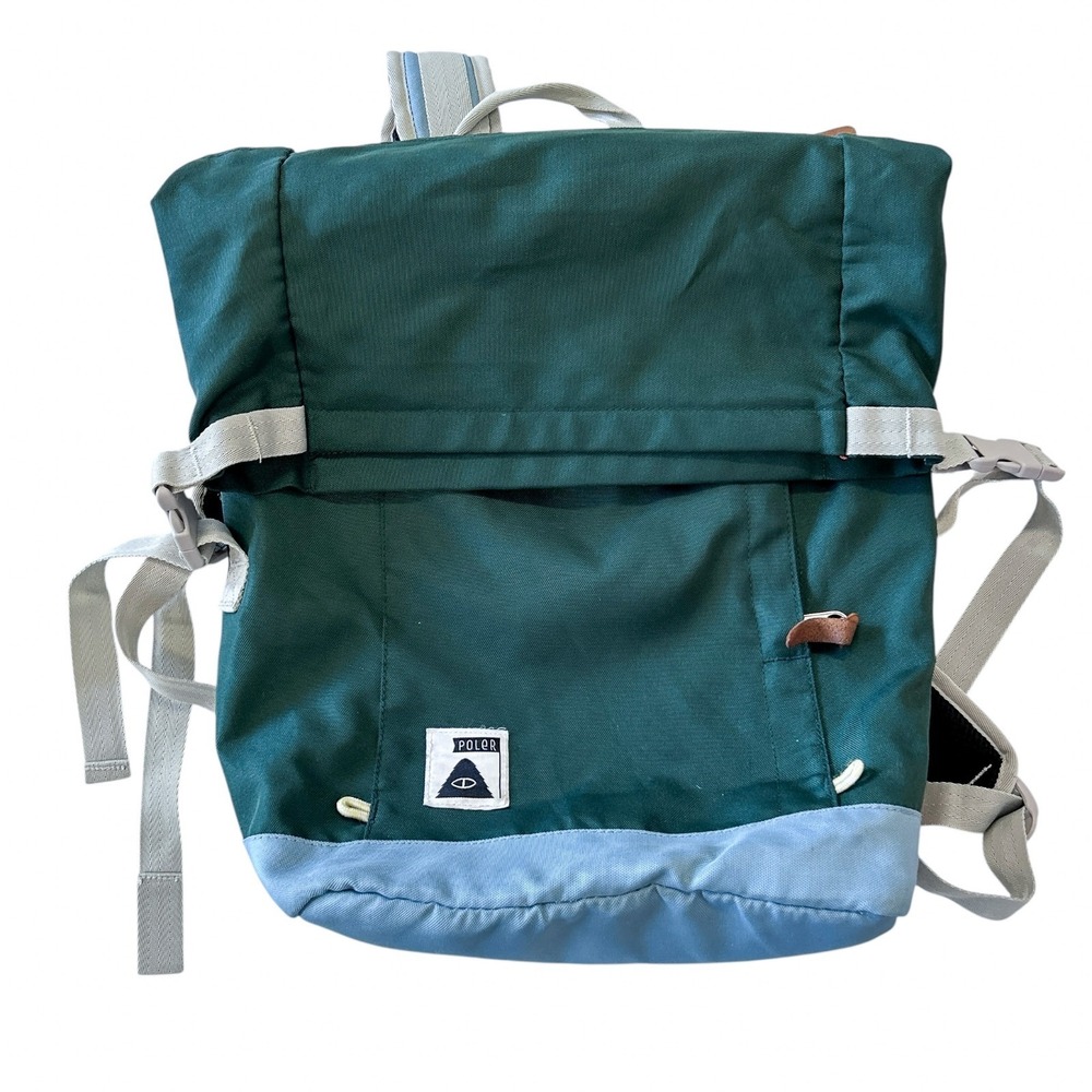 Poler Rolltop Backpack in Dark Green Casual Hiking School Canvas Adjustable‎